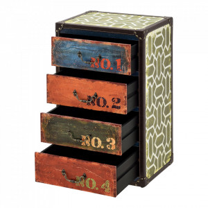 Comoda design industrial cu 4 sertare imitatie piele multicolor - P71650545 - Img 3