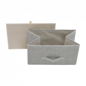 Comodă, noptieră cu sertare textile, gri și alb, 45x51x30 cm - TP278296 - Img 13