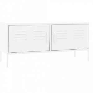 Comodă TV, alb, 105x35x50 cm, oțel - V336233V