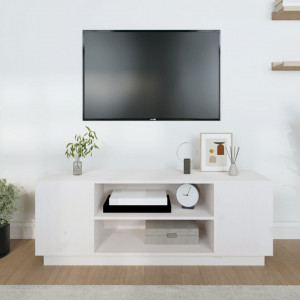 Comodă TV, alb, 110x35x40,5 cm, lemn masiv de pin - V814410V - Img 3
