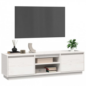 Comodă TV, alb, 140x35x40 cm, lemn masiv de pin - V814315V - Img 4