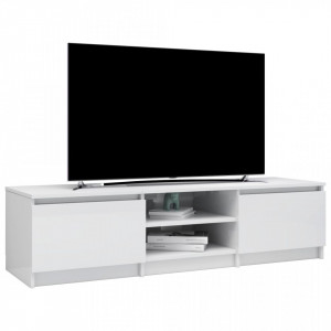 Comoda TV, alb extralucios, 140 x 40 x 35,5 cm, PAL - V800654V - Img 3