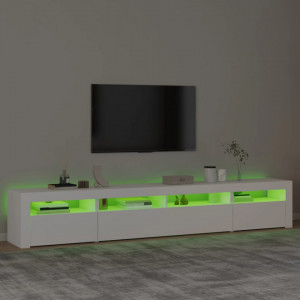 Comodă TV cu lumini LED, alb, 240x35x40 cm - V3152722V - Img 4