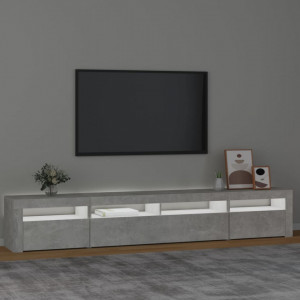 Comodă TV cu lumini LED, gri beton, 240x35x40 cm - V3152725V - Img 3