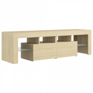 Comodă TV cu lumini LED, stejar Sonoma, 140x36,5x40 cm - V804367V - Img 3