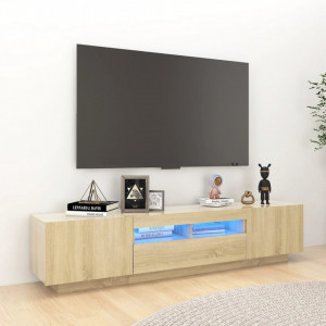 Comodă TV cu lumini LED, stejar sonoma, 180x35x40 cm - V3081900V - Img 2