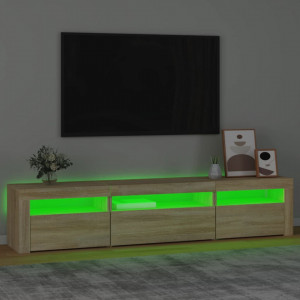 Comodă TV cu lumini LED, stejar sonoma, 195x35x40 cm - V3152740V - Img 4
