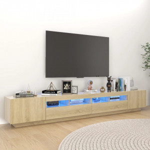 Comodă TV cu lumini LED, stejar Sonoma, 260x35x40 cm - V3081918V - Img 2