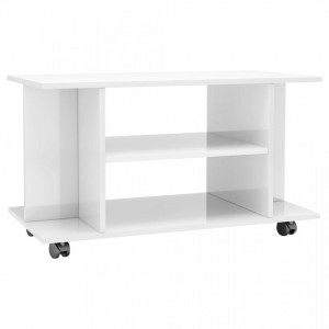 Comoda TV cu rotile, alb foarte lucios, 80 x 40 x 40 cm, PAL - V800195V - Img 2