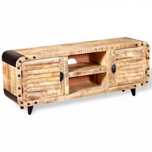 Comoda TV din lemn de mango aspru, 120 x 30 x 50 cm - V244009V - Img 3