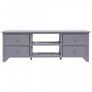 Comoda TV, gri, 115 x 30 x 40 cm, lemn de paulownia - V284116V - Img 2