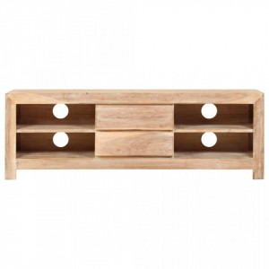 Comoda TV, lemn masiv de acacia, 120 x 30 x 40 cm, maro deschis - V246099V - Img 2