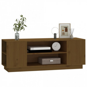 Comodă TV, maro miere, 110x35x40,5 cm, lemn masiv de pin - V814412V - Img 4