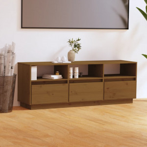 Comodă TV, maro miere, 140x37x50 cm, lemn masiv de pin - V813433V - Img 2