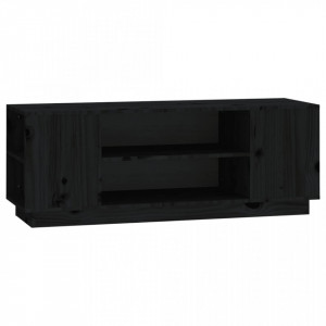 Comodă TV, negru, 110x35x40,5 cm, lemn masiv de pin - V814413V