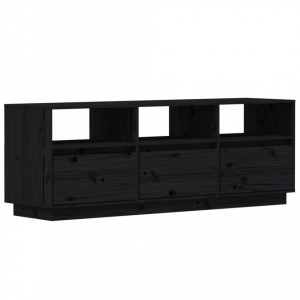 Comodă TV, negru, 140x37x50 cm, lemn masiv de pin - V813434V