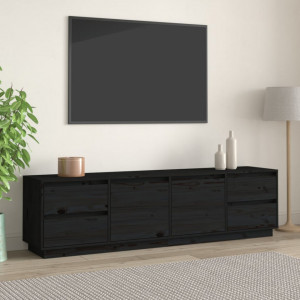Comodă TV, negru, 176x37x47,5 cm, lemn masiv de pin - V814323V - Img 2