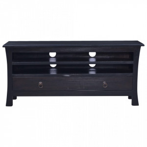 Comoda TV, negru cafeniu deschis,100x30x45cm, lemn masiv mahon - V288305V - Img 3