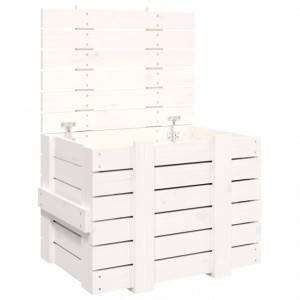 Cutie de depozitare, alb, 58x40,5x42 cm, lemn masiv de pin - V824994V