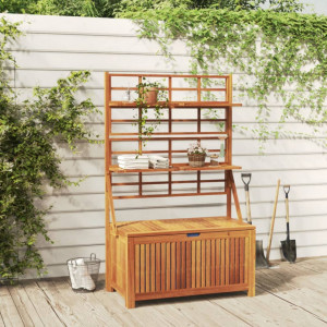 Cutie de depozitare cu spalier, 99x50x160 cm, lemn masiv acacia - V318760V - Img 2