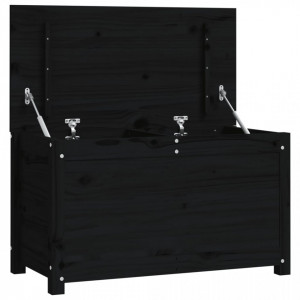 Cutie de depozitare, negru, 80x40x45,5 cm, lemn masiv de pin - V823538V - Img 1