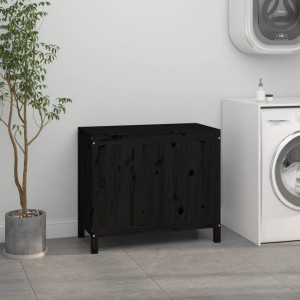 Cutie de rufe, negru, 88,5x44x76 cm, lemn masiv de pin - V823583V - Img 3
