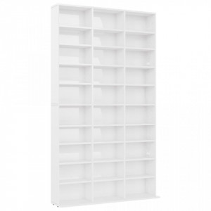 Dulap CD-uri, alb extralucios, 102x16x177,5 cm, lemn compozit - V801784V