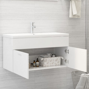 Dulap cu chiuvetă încorporată, alb, lemn prelucrat - V3070838V - Img 3
