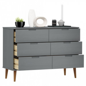 Dulap cu sertare , gri, 113x40x80 cm, lemn masiv de pin - V350509V - Img 3