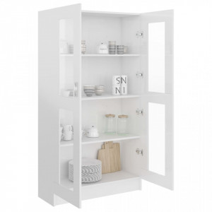 Dulap cu vitrina, alb extralucios, 82,5 x 30,5 x 150 cm, PAL - V802765V - Img 4