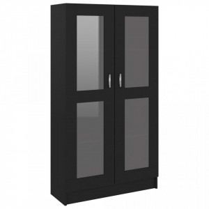 Dulap cu vitrina, negru, 82,5 x 30,5 x 150 cm, PAL - V802760V - Img 2