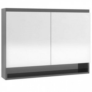 Dulap de baie cu oglindă, gri strălucitor, 80x15x60 cm, MDF - V331533V - Img 4