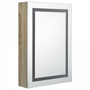 Dulap de baie cu oglindă și LED, stejar, 50x13x70 cm - V326492V - Img 3