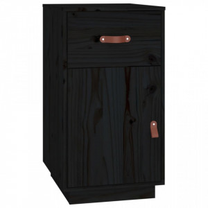 Dulap de birou, negru, 40x50x75 cm, lemn masiv de pin - V820101V