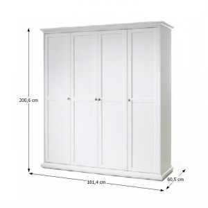 Dulap de haine, PAL înfoliat și MDF lăcuit, alb - TP149840 - Img 2
