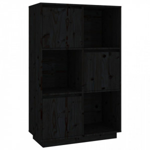 Dulap înalt, negru, 74x35x117 cm, lemn masiv de pin - V814368V