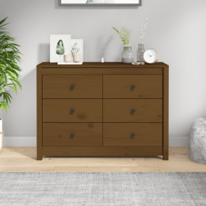 Dulap lateral, maro miere, 100x40x72 cm, lemn masiv de pin - V821767V - Img 2