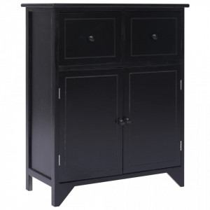 Dulap lateral, negru, 60 x 30 x 75 cm, lemn de paulownia - V284105V - Img 2