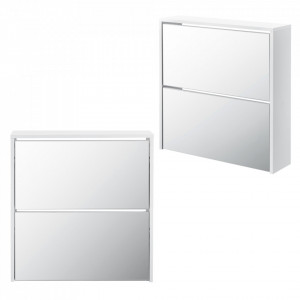 Dulap pantofi Vogar 5, 67 x 63 x 17cm, 6 perechi pantofi, placaj, alb, cu oglinda - P69638636 - Img 2