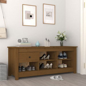 Dulap pentru pantofi, maro miere, 110x38x45,5 cm lemn masiv pin - V814597V - Img 2
