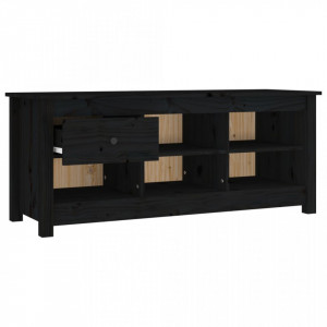 Dulap pentru pantofi, negru, 110x38x45,5 cm, lemn masiv pin - V814598V - Img 4