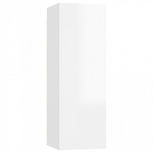 Dulap TV, 4 buc, alb extralucios, 30,5x30x90 cm, lemn prelucrat - V3079371V - Img 4