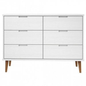 Dulap TV alb, 113x40x80 cm, din lemn masiv de pin - V350508V - Img 4