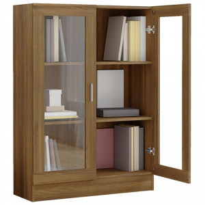 Dulap vitrină, stejar maro, 82,5x30,5x115 cm, lemn prelucrat - V815620V - Img 4