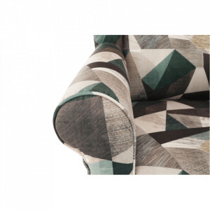 Fotoliu cu taburet, material maro-verde cu modele - TP211110 - Img 20