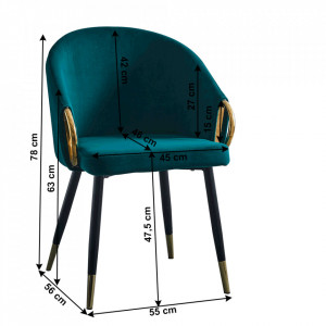 Fotoliu design, ţesătură de catifea smarald / crom auriu - TP297900 - Img 2