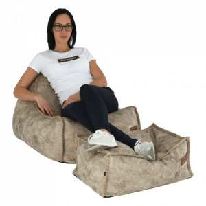 Fotoliu tip sac cu taburet, gri-maro - TP258168 - Img 12