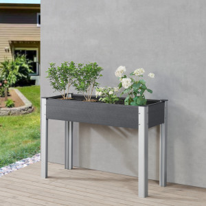 Jardiniera inalta, 100x40x75cm, aluminiu/WPC, gri inchis - P79710064