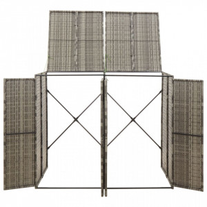 Magazie de pubele dublă, gri, 140x80x117 cm, poliratan - V319865V - Img 3