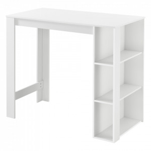 Masa bar Danderyd W, 120 x 60 x 105,5 cm, PAL melaminat, alb, cu trei rafturi - P73294017